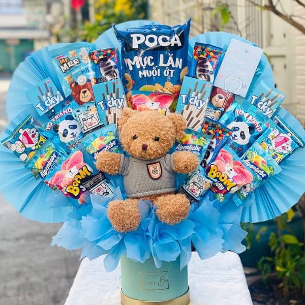 Bó Hoa Bánh Kẹo Sinh Nhật Mix Gấu Teddy - 144