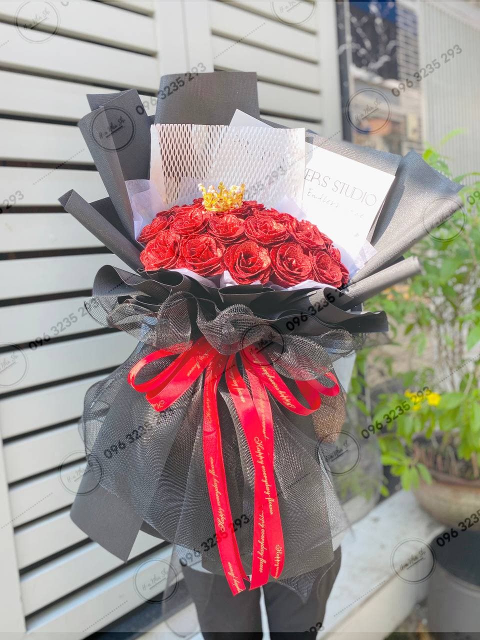 Bó Hoa Nhũ Kim Tuyến - Màu Đỏ - 307