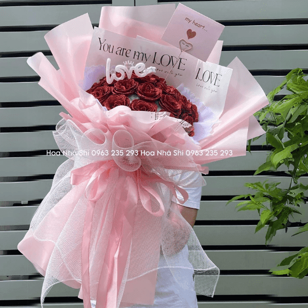 Bó Hoa Nhũ Kim Tuyến - Tone Đỏ - 50