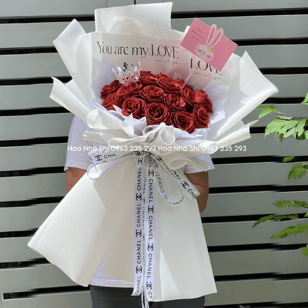 Bó Hoa Nhũ Kim Tuyến - Tone Đỏ - 50