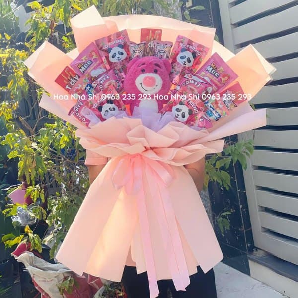 Bó Hoa Bánh Kẹo Sinh Nhật Mix Gấu Dâu - 159