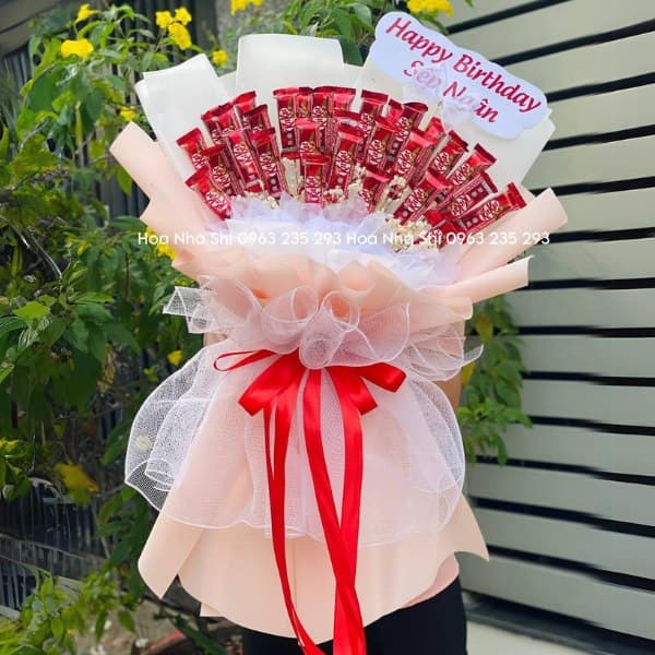 Bó Hoa Bánh Kẹo Sinh Nhật KitKat Đỏ - 145