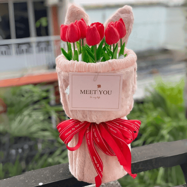 Bó Hoa Tulip Sáp - Tone Đỏ - 83