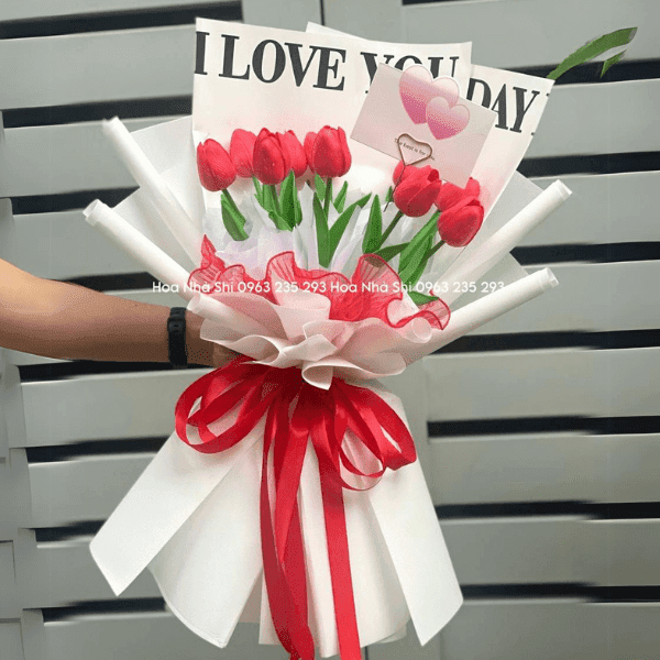 Bó Hoa Tulip Sáp - Tone Đỏ - 120