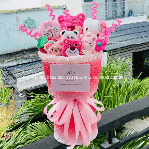 Bó Hoa Gấu Bông Mix - Tone Hồng - 90