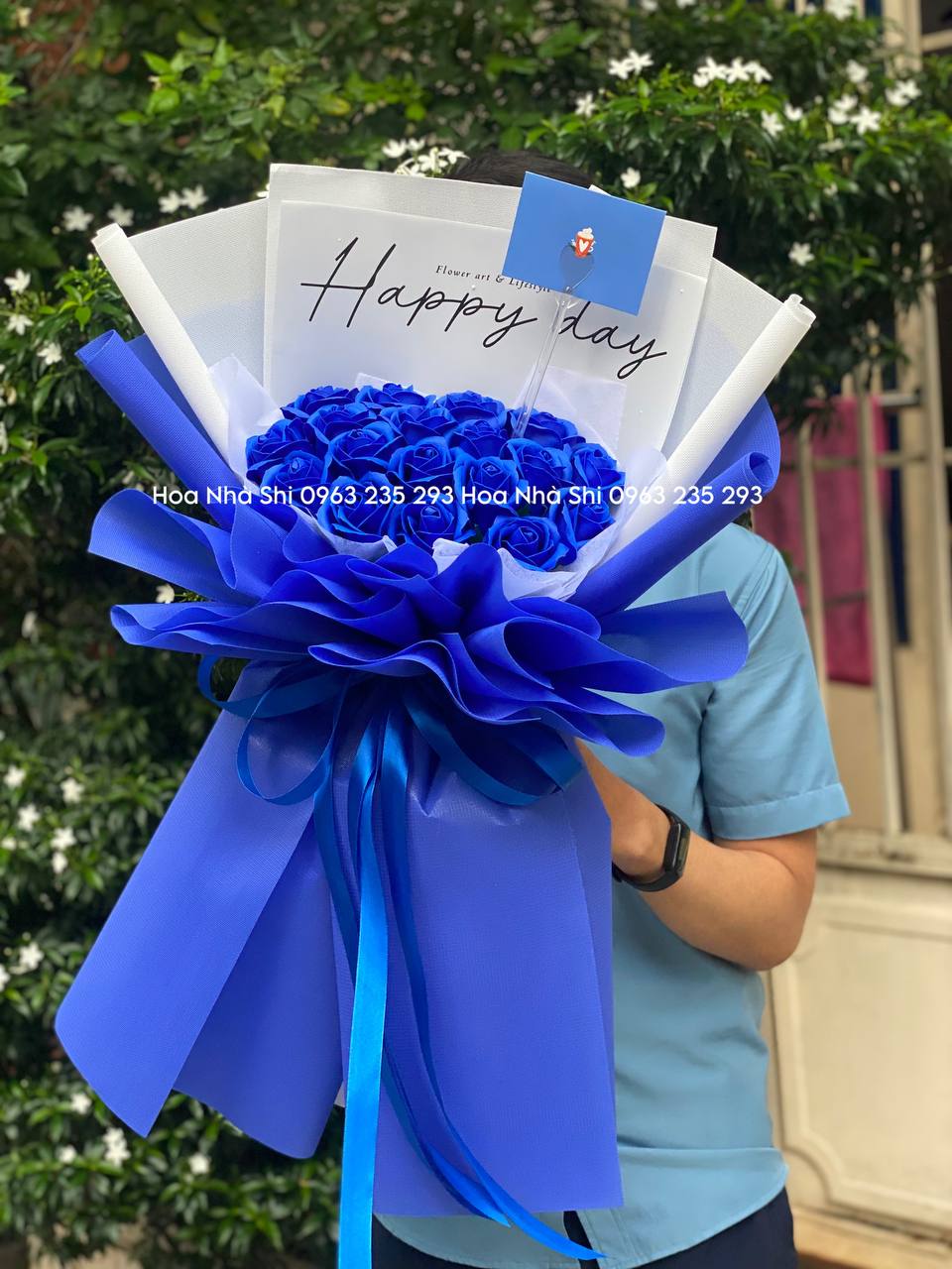 Bó Hoa Sáp Thơm Màu Xanh Dương - 256