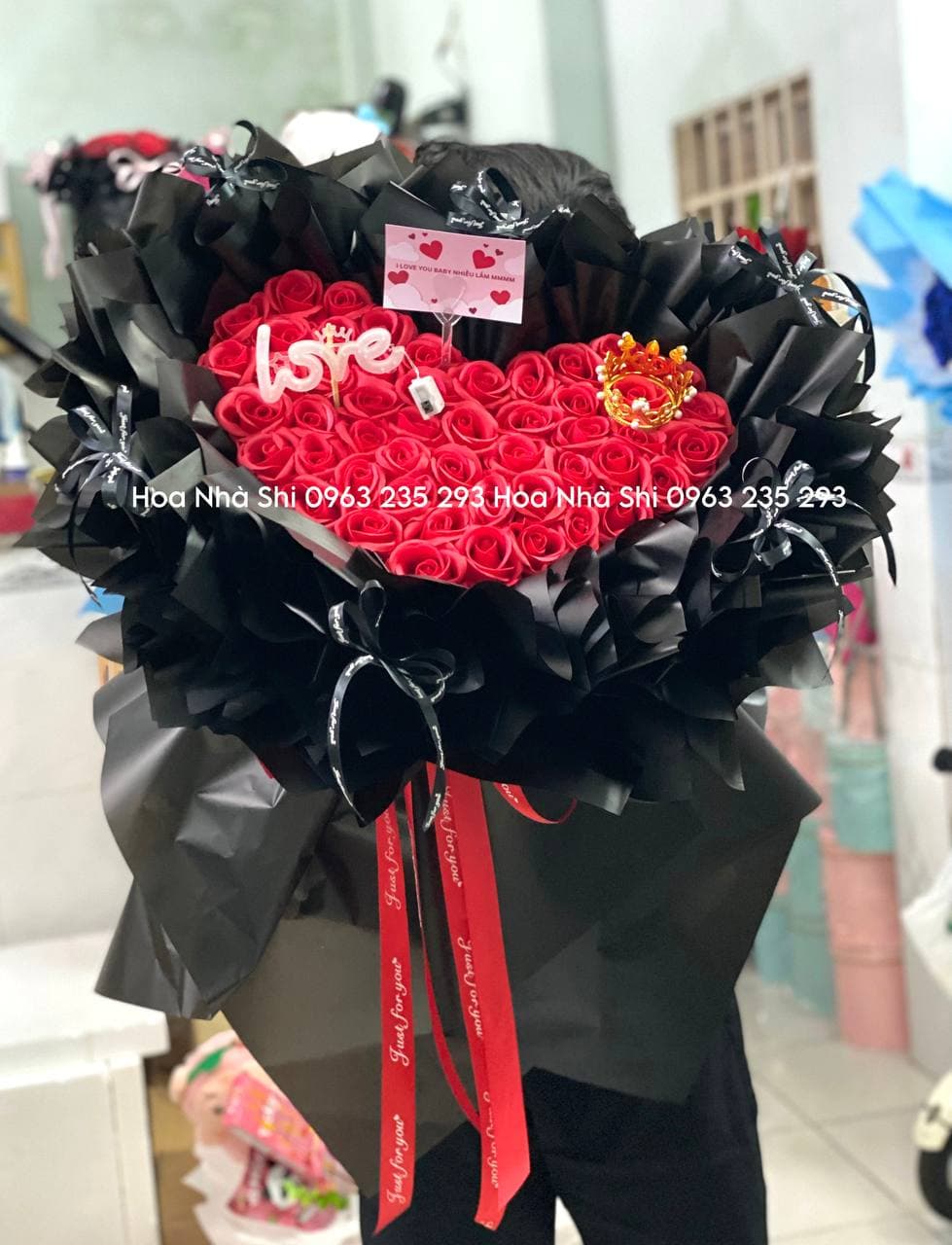 Bó Hoa Sáp Thơm Trái Tim Màu Đỏ - 262