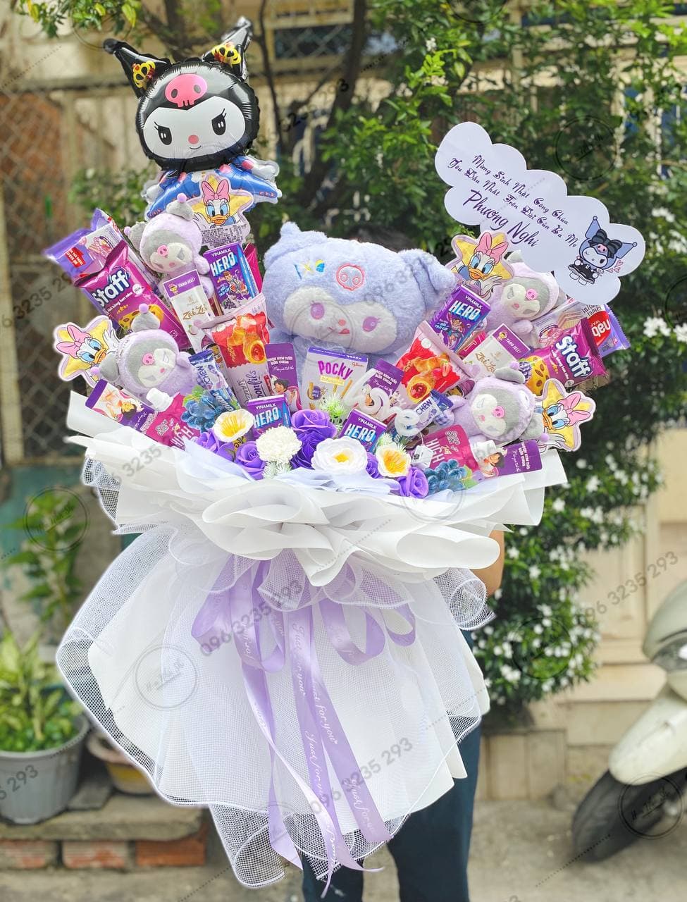 Bó Hoa Bánh Kẹo Sinh Nhật Kuromi - Tím - 314