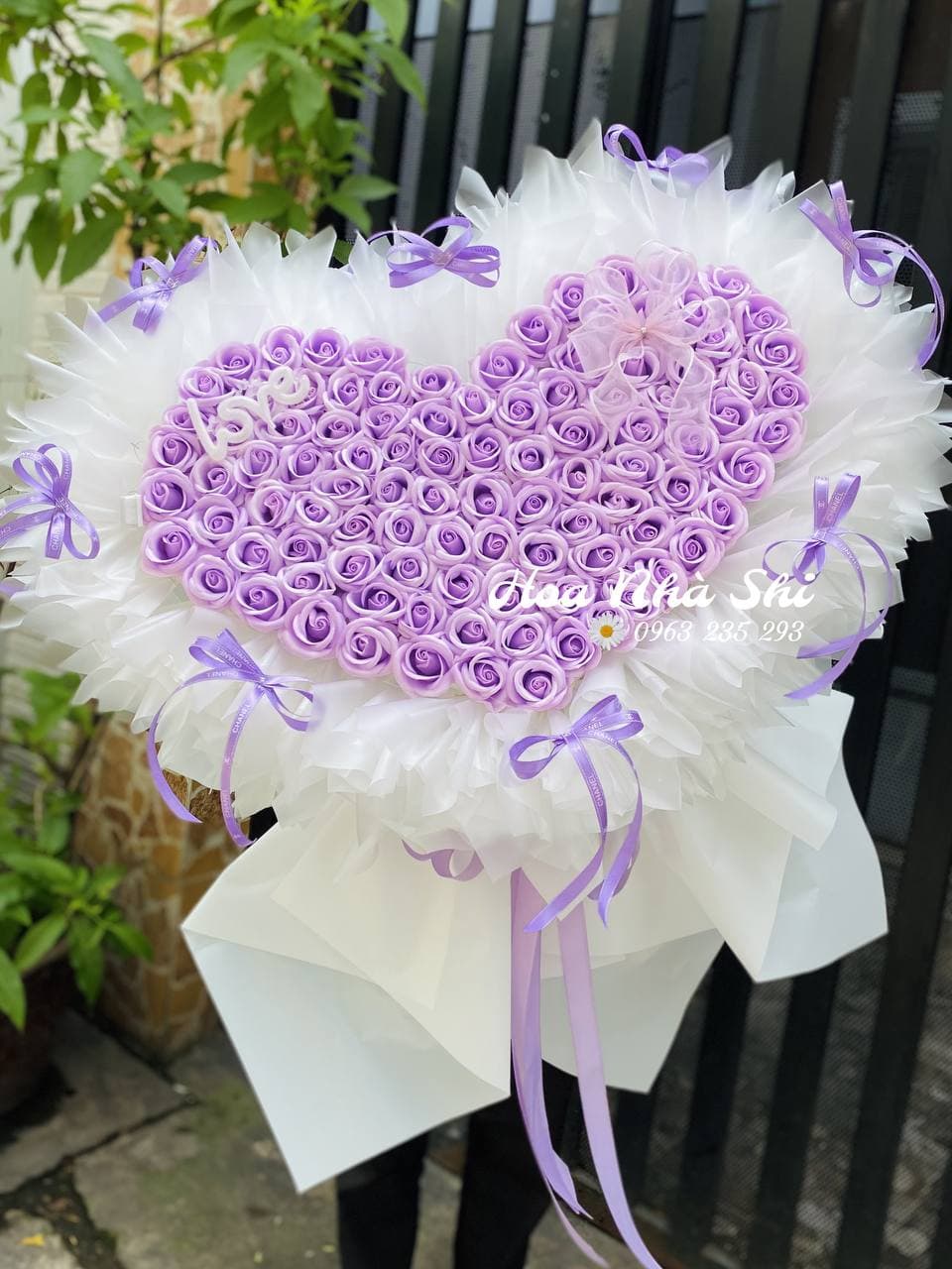 Bó Hoa Sáp Thơm Trái Tim - Tím - 434